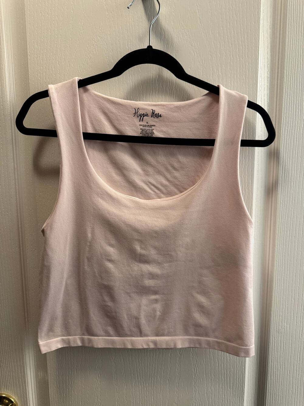 Hippie Rose Blush Pink Stretch Crop Tank Top XL Soft Basic Layering Sleeveless
